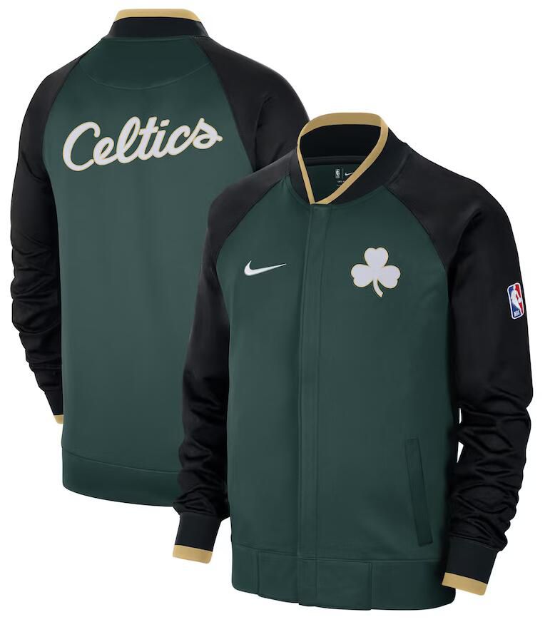 Men Boston Celtics Green Nike City Edition Full Zip Jacket 2023 NBA Jersey